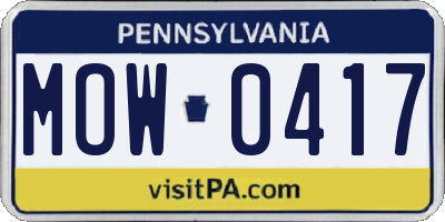 PA license plate MOW0417