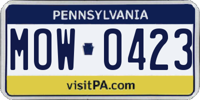 PA license plate MOW0423
