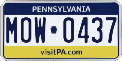 PA license plate MOW0437