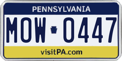 PA license plate MOW0447