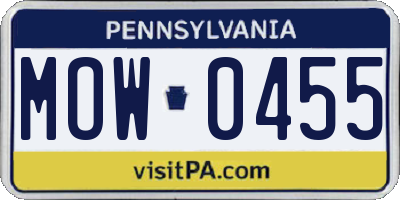 PA license plate MOW0455