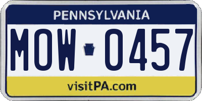 PA license plate MOW0457