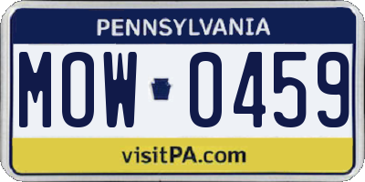 PA license plate MOW0459