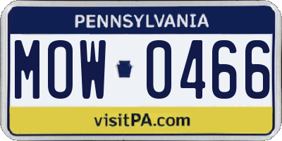PA license plate MOW0466