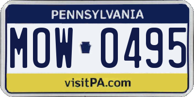 PA license plate MOW0495
