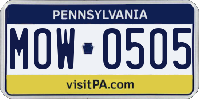 PA license plate MOW0505
