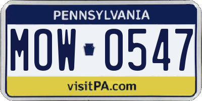 PA license plate MOW0547