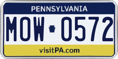 PA license plate MOW0572