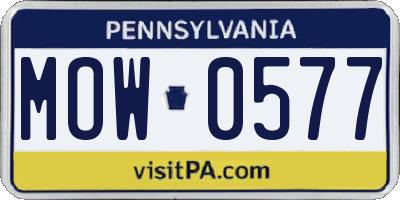 PA license plate MOW0577
