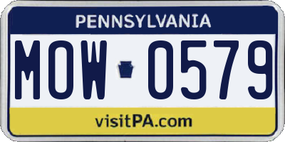 PA license plate MOW0579