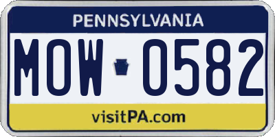 PA license plate MOW0582