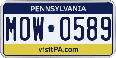 PA license plate MOW0589