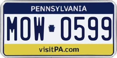 PA license plate MOW0599