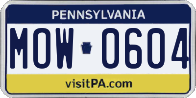 PA license plate MOW0604
