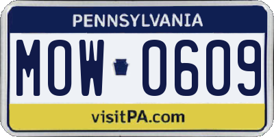 PA license plate MOW0609