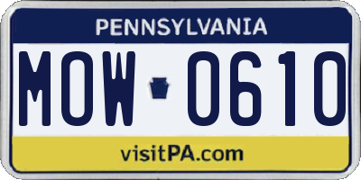 PA license plate MOW0610