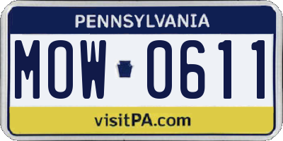 PA license plate MOW0611
