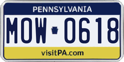 PA license plate MOW0618