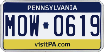 PA license plate MOW0619