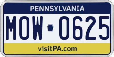 PA license plate MOW0625