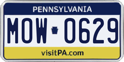 PA license plate MOW0629