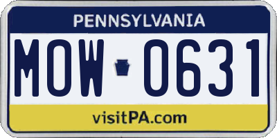 PA license plate MOW0631