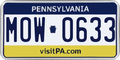 PA license plate MOW0633