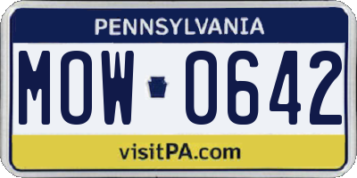 PA license plate MOW0642