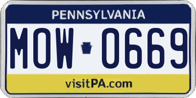PA license plate MOW0669
