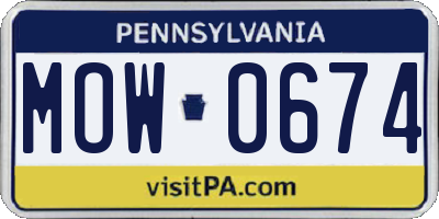 PA license plate MOW0674