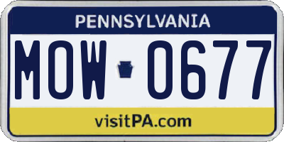 PA license plate MOW0677
