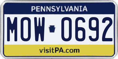 PA license plate MOW0692