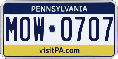 PA license plate MOW0707