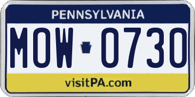 PA license plate MOW0730