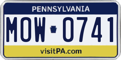 PA license plate MOW0741
