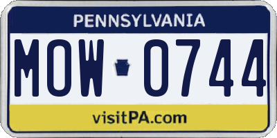 PA license plate MOW0744