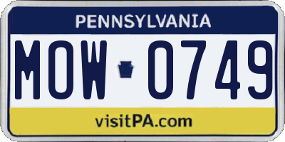 PA license plate MOW0749