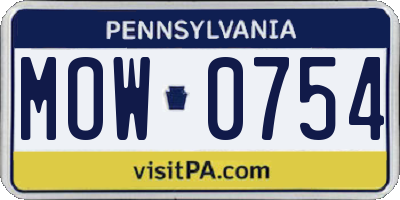 PA license plate MOW0754
