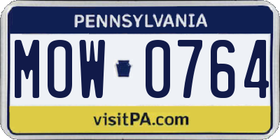 PA license plate MOW0764