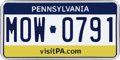PA license plate MOW0791