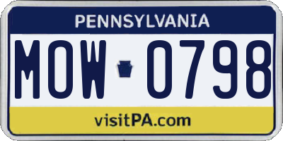 PA license plate MOW0798