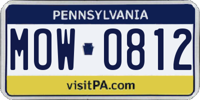 PA license plate MOW0812