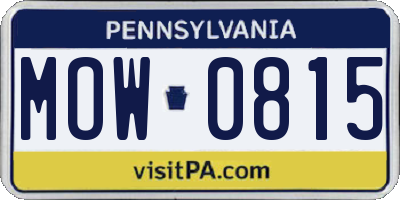 PA license plate MOW0815