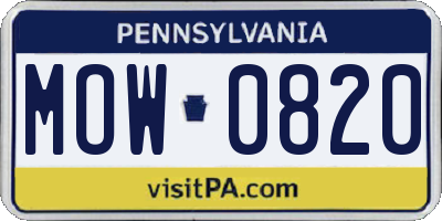 PA license plate MOW0820