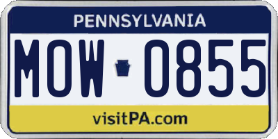 PA license plate MOW0855