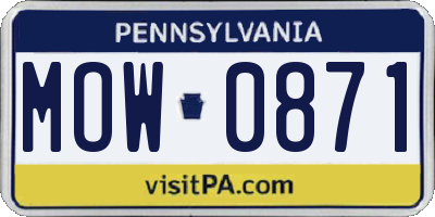 PA license plate MOW0871