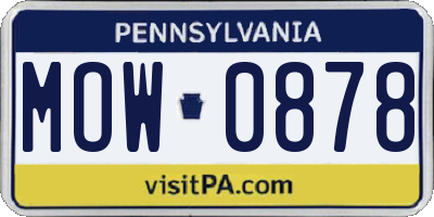 PA license plate MOW0878