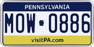 PA license plate MOW0886