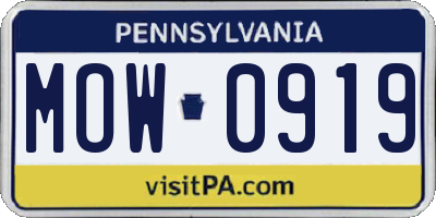 PA license plate MOW0919