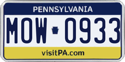 PA license plate MOW0933